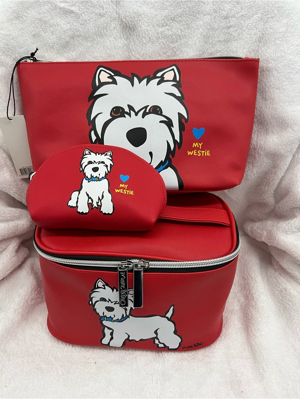 Marc Tetro Red Westie Cosmetic Bag Set
